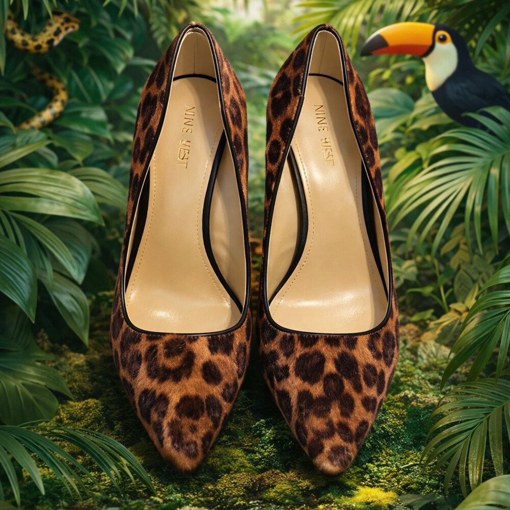 Nine West Leopard Print Pony Hair Pumps | Size 9 | Classic Pointed Toe - Picture 2 of 4
